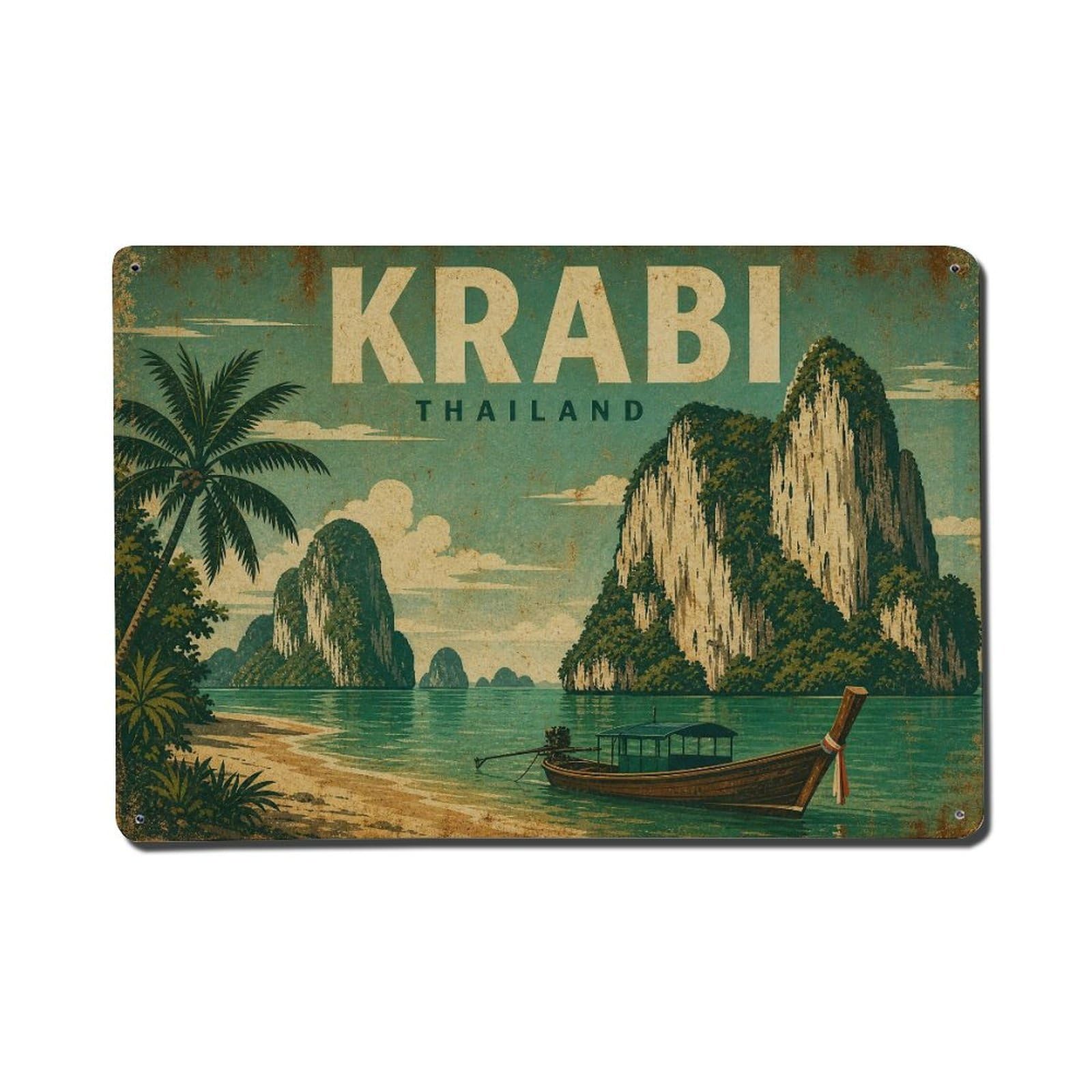 Krabi Thailand Travel Destination Heritage Metal Tin Sign