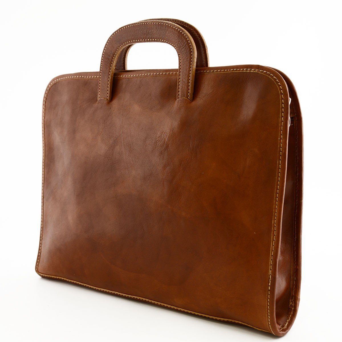Portadocumenti A4 In Vera Pelle 3 Scomparti Colore Cognac - Pelletteria Toscana Made In Italy - Business