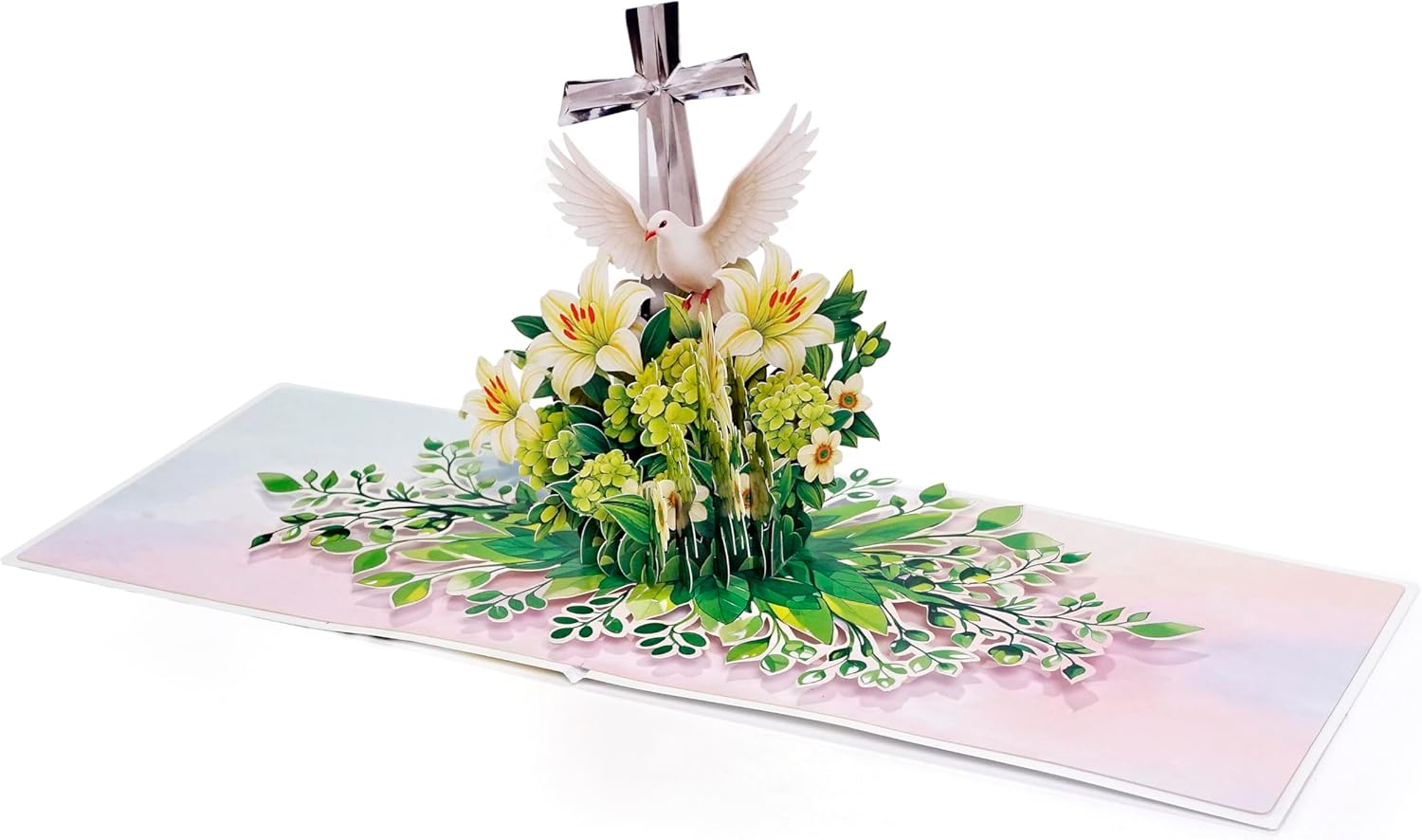 CUTPOPUP Religious Sympathy Card Pop Up 3D, with Caring Thoughts and Prayers, Blank Note Cards with Envelope (Lily with Cross) - Image 7