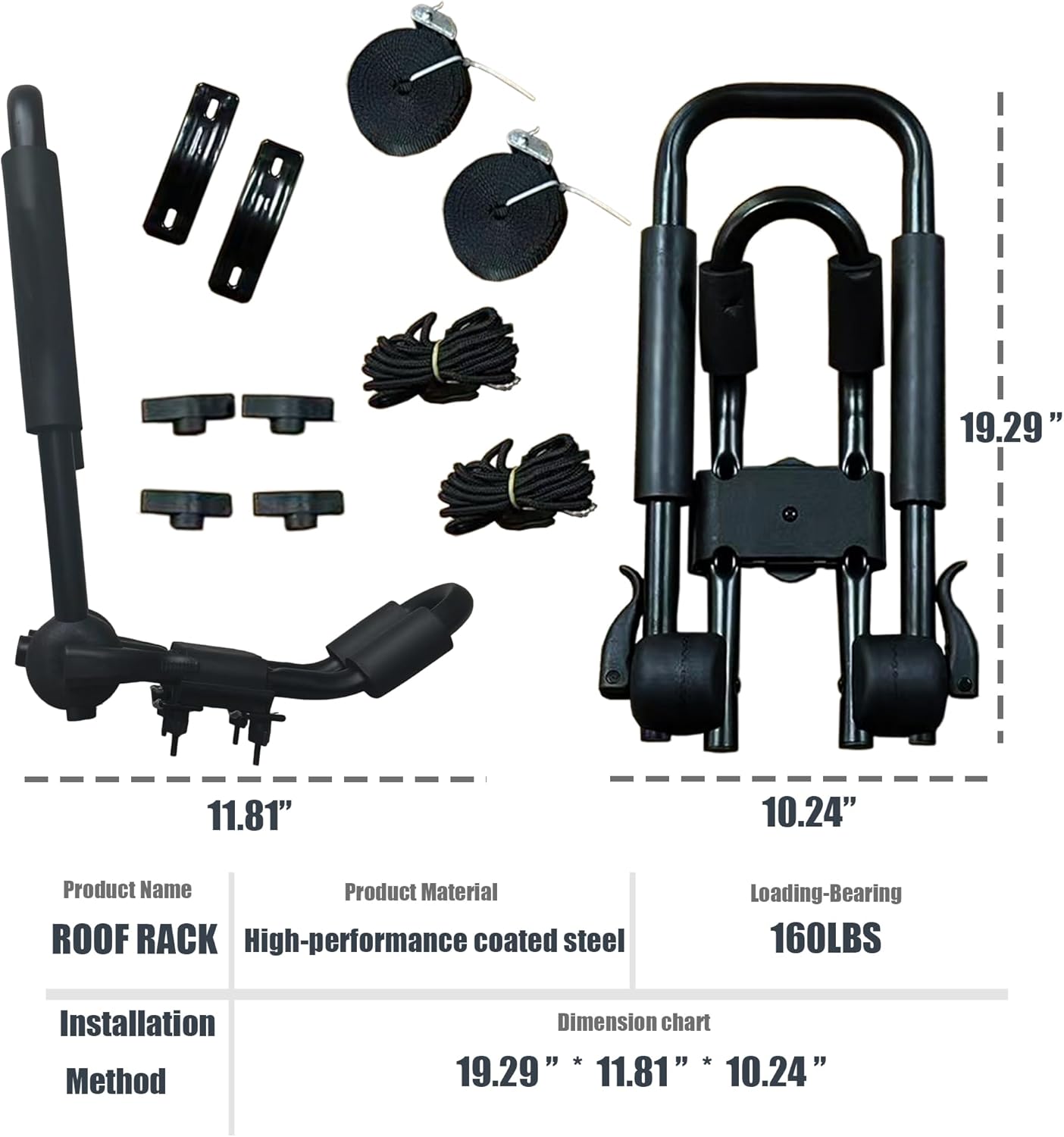 Aluminum Kayak Roof Rack Folding J-Style 4-in-1 Universal Carrier for Canoe SUP Surfboard Snowboard, Rooftop Mount for SUV Car Truck Crossbars