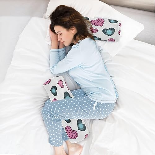 Miniatura 6 de JUNZAN Valentine's Green Pink Hearts Dots Bolster Pillow Long Neck Roll Pillow Cover Long Round Pillow for Support Pillows for Legs Cylinder Pillow