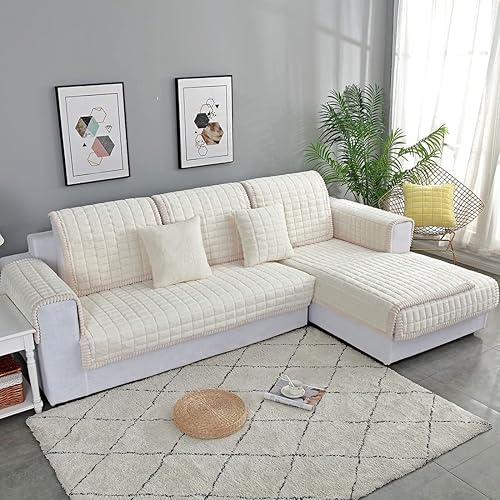 Miniatura 3 de vctops Fundas de lujo para sofá modular de piel sintética de conejo, funda cálida y gruesa para sofá, funda súper suave y sólida para sofá,