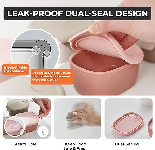 Miniatura 3 de Recipientes de almacenamiento de alimentos para bebés, silicona sin BPA, tapa hermética, aptos para microondas y lavavajillas, recipientes
