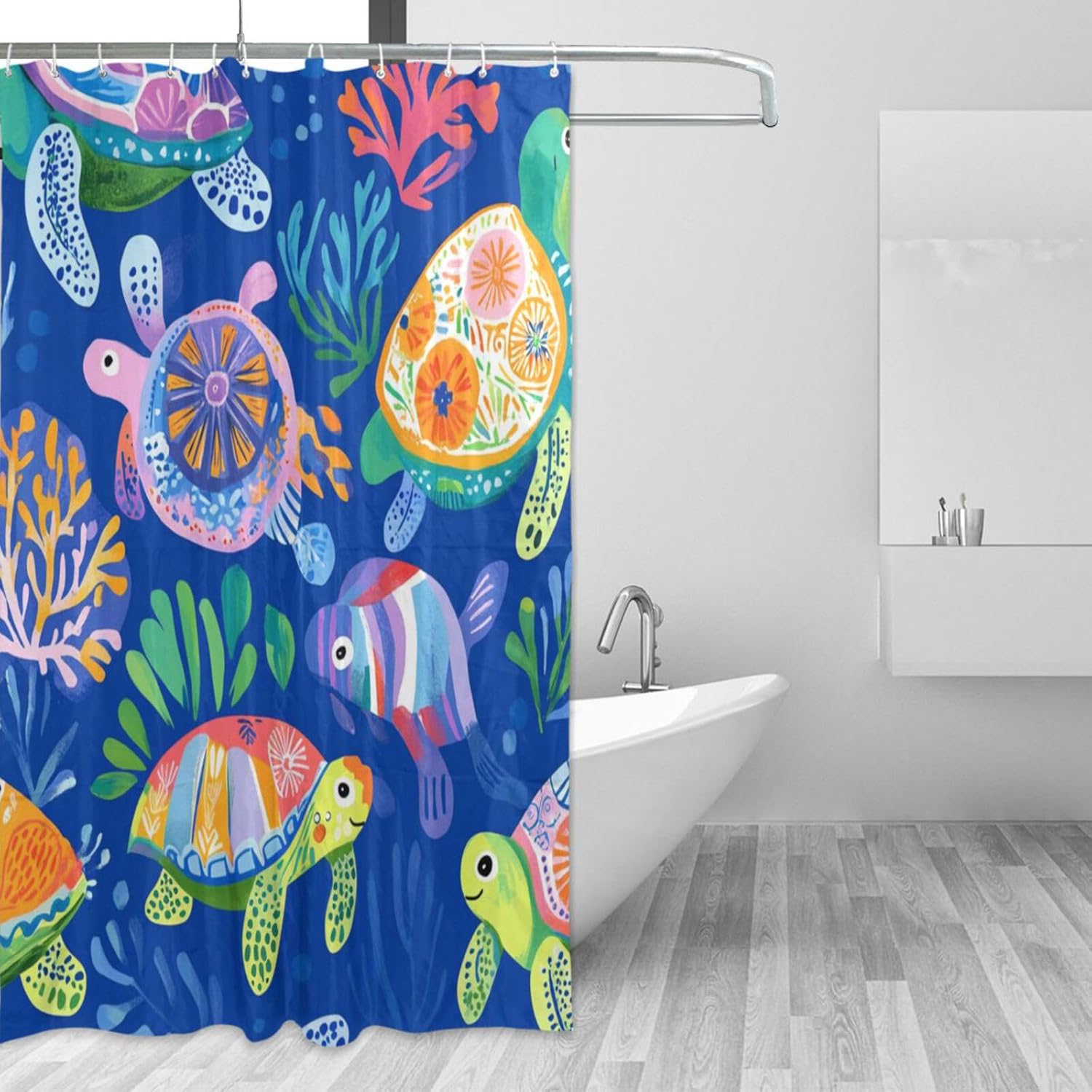 72x72 Inch Water Repellent Material Bathroom Shower Curtain with Stuff Machine Washable Cloth Shower Curtain Liner for The Bathroom Sea Animal Turtle
