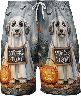Happy Halloween Bernedoodle Trick or Treat Sports Shorts Doodle Dog Lover Men Beach Gym Running Pants 22011