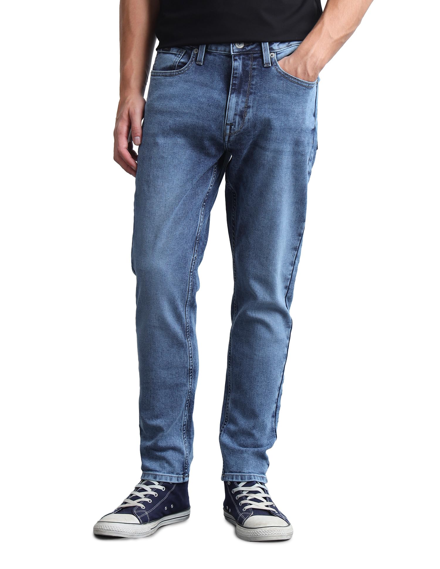 Men's Relaxed Tapered Fit Jeans| Solid | Mid Rise | Stretchable | Jeans for Man-image-20