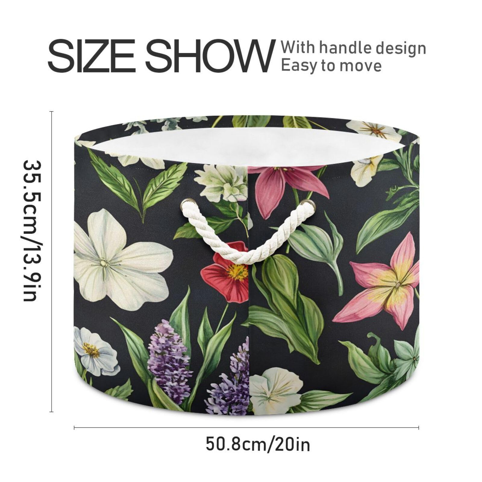 DUOBU Large Cotton Rope Basket Round Storage Basket Flower Laundry Hamper for Toys,Blankets,Nursery,Laundry 20x14 in