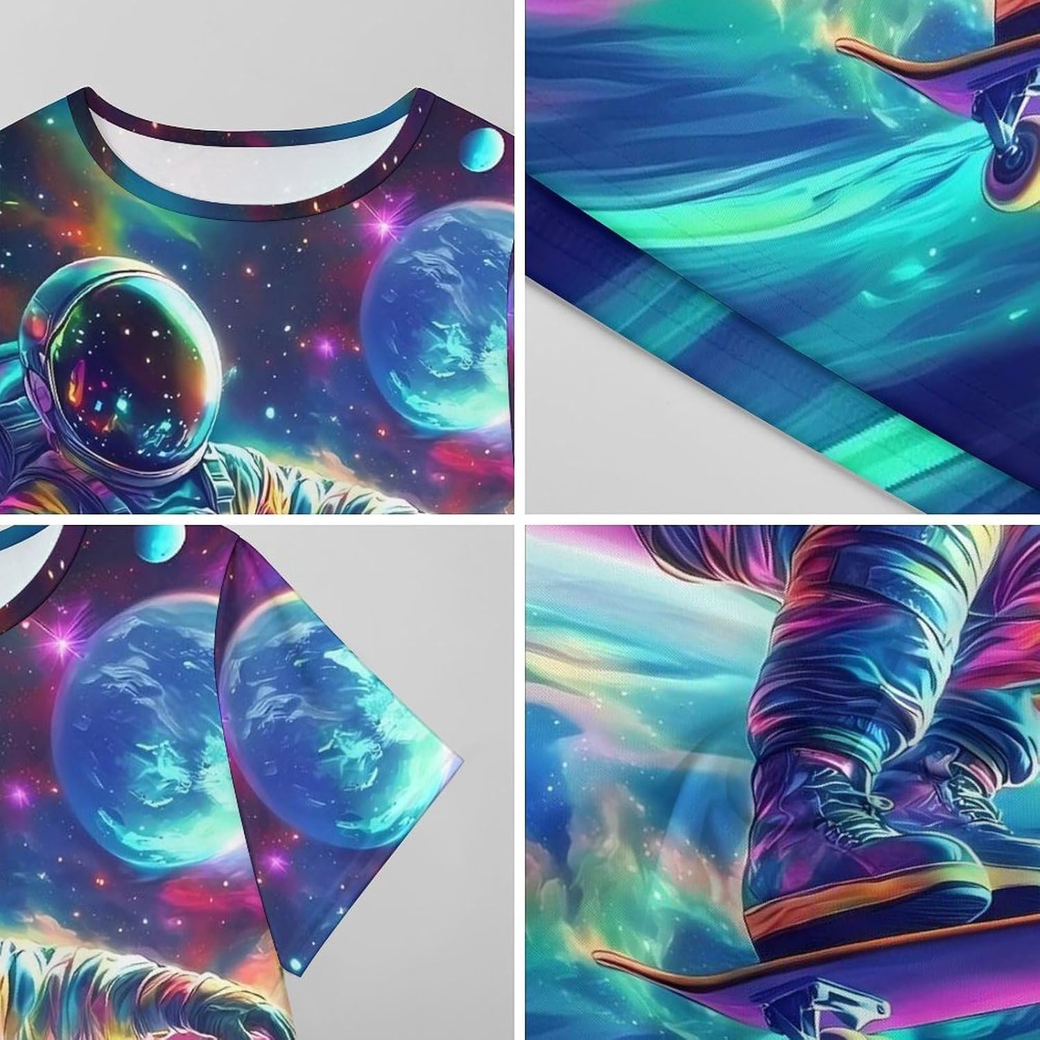 Spaceman Astronaut Womens Nightgown Short Sleeve Sleepshirts Loungewear