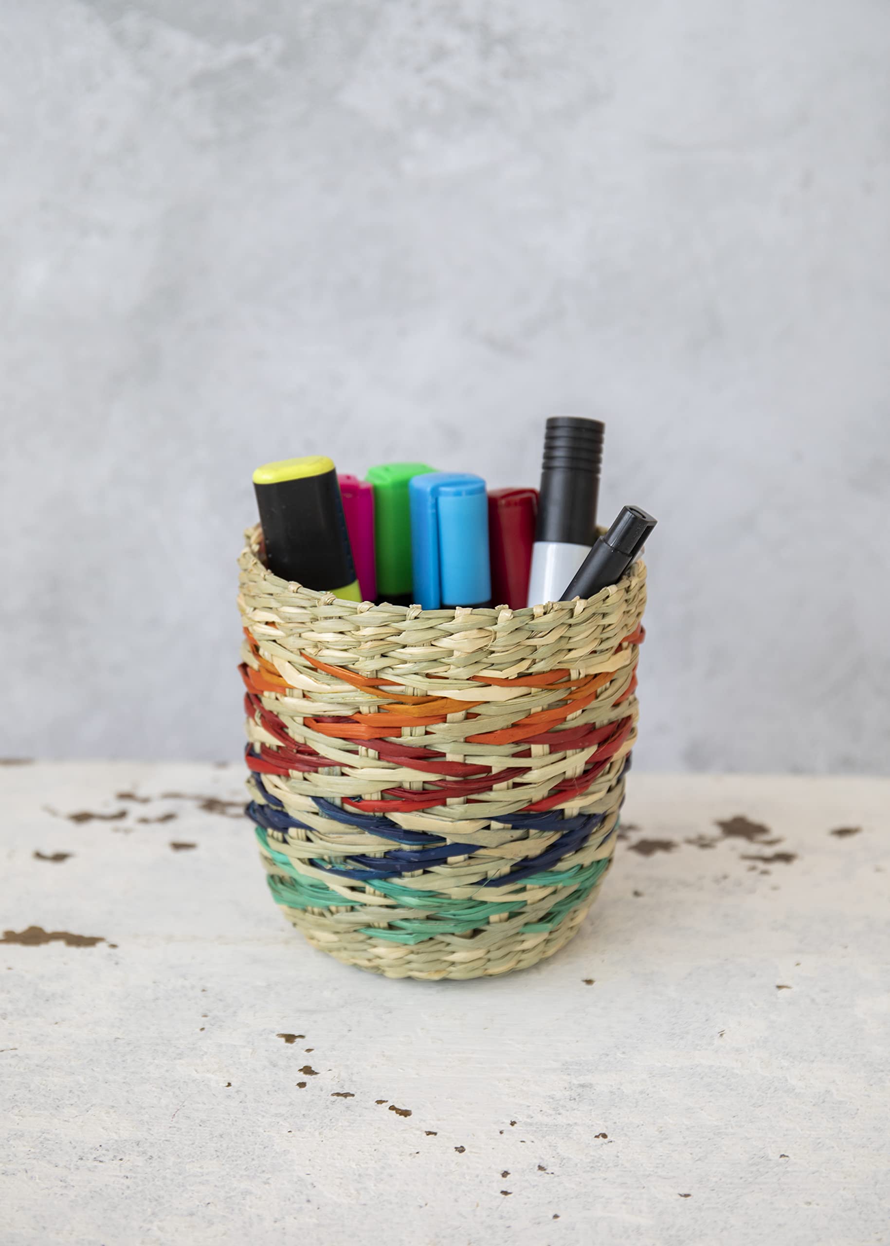 Pot De Fleurs En Jacinthe D'eau Tressée - 11,5x11,5x11 Cm - Idéal Pour Plantes D'intérieur Et Décoration