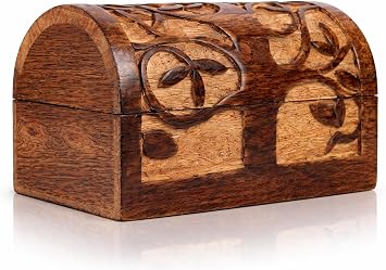 Handmade Wooden Jewelry & Keepsake Box, Decorative Storage Box, 9 x 6 Inch