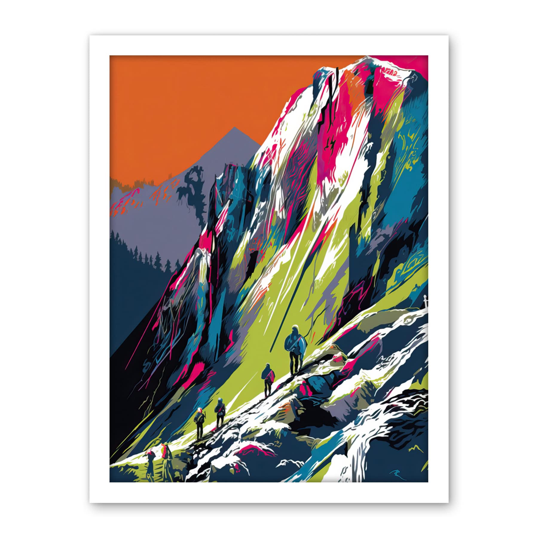 Artery8 Hikers on Helvellyn Mountain Ridge Landscape Artwork Framed Wall Art Print 18X24 Inch