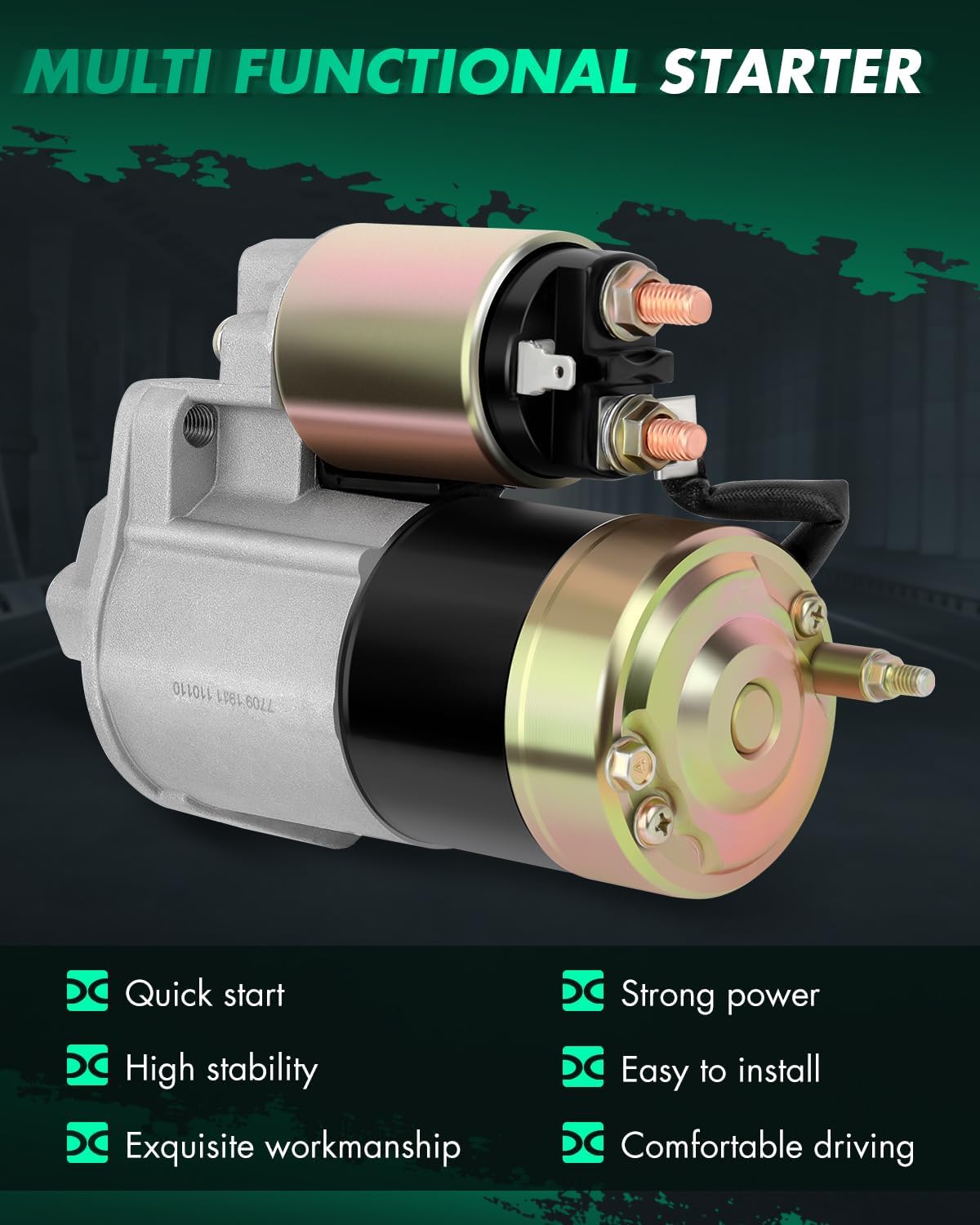 SCITOO Starter Motor 17795N M002T85571 2001-2005 for Dodge Stratus 3.0L 1.2kW/12 Volt CW 8-Tooth Pinion