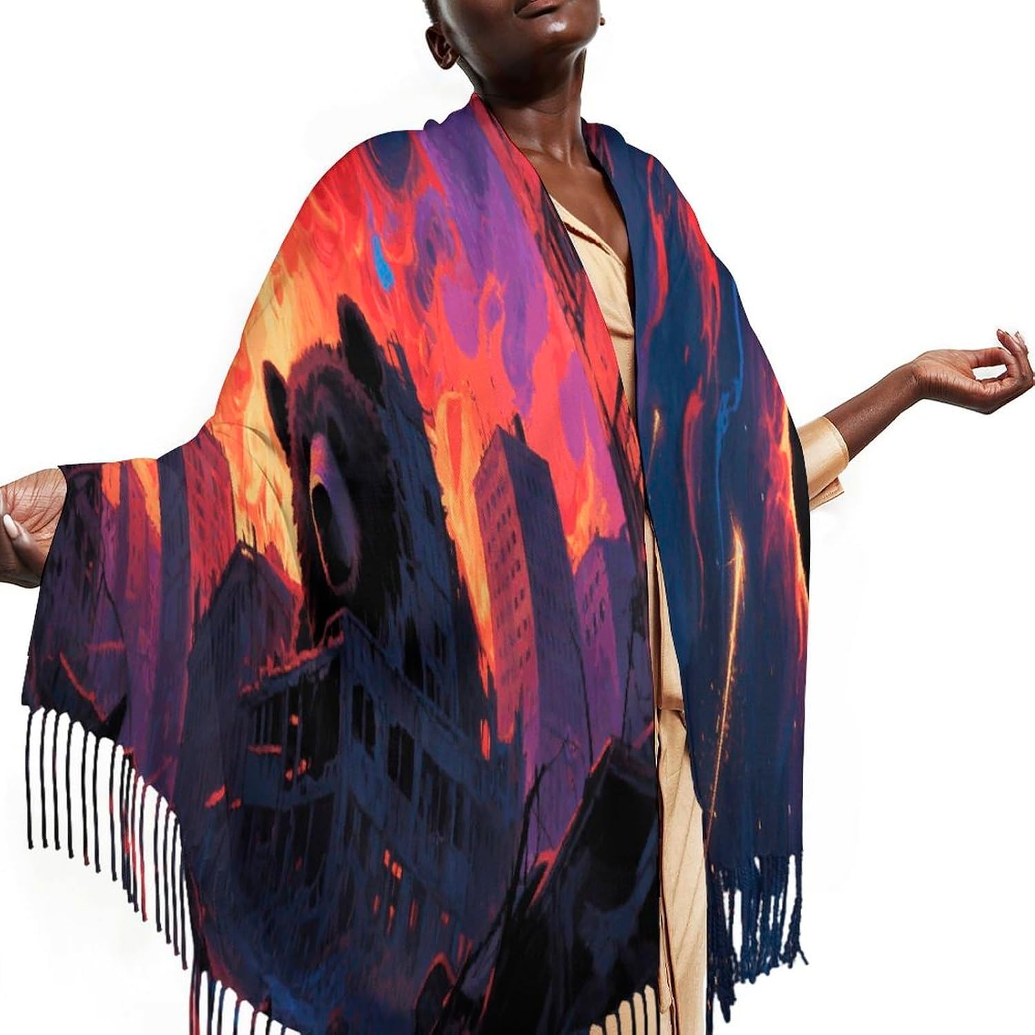 Boho Sun Scarf for Women Men Classic Fashion Blanket Scarves Soft Cashmere Feel Scarf Cold Weather Warm Long Shawl Winter Large Scarves Classic Blanket Scarfs Thick
