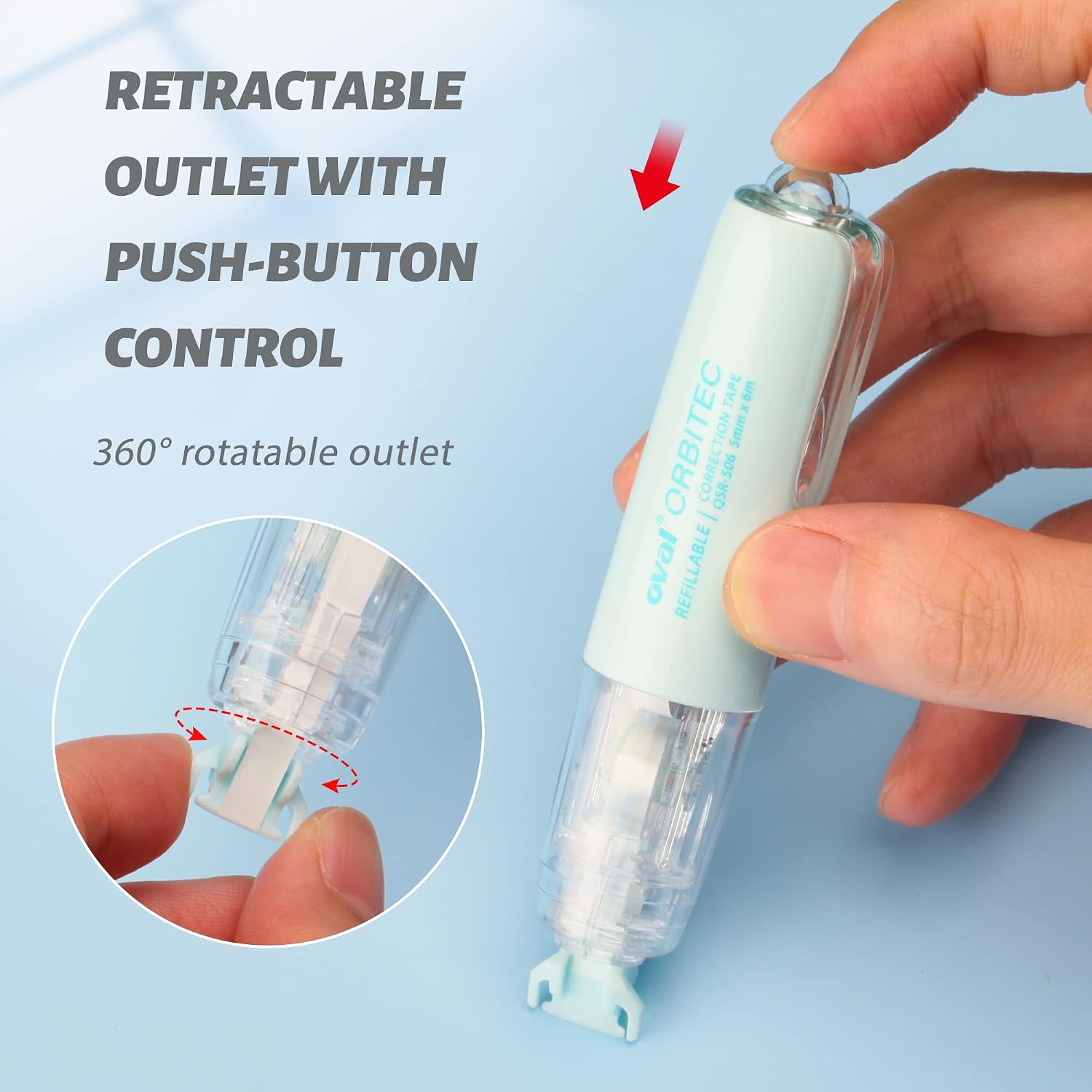 CRIOUFOX Refillable White Out, Retractable White Out Tape, 4 Pcs Easy to Use Applicator for Instant White Out Correction Tape, White Out Pen for Shoocl&Office