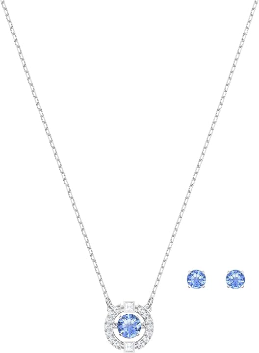 Swarovski set sparkling dance round azzurro placcatura rodio 5480485