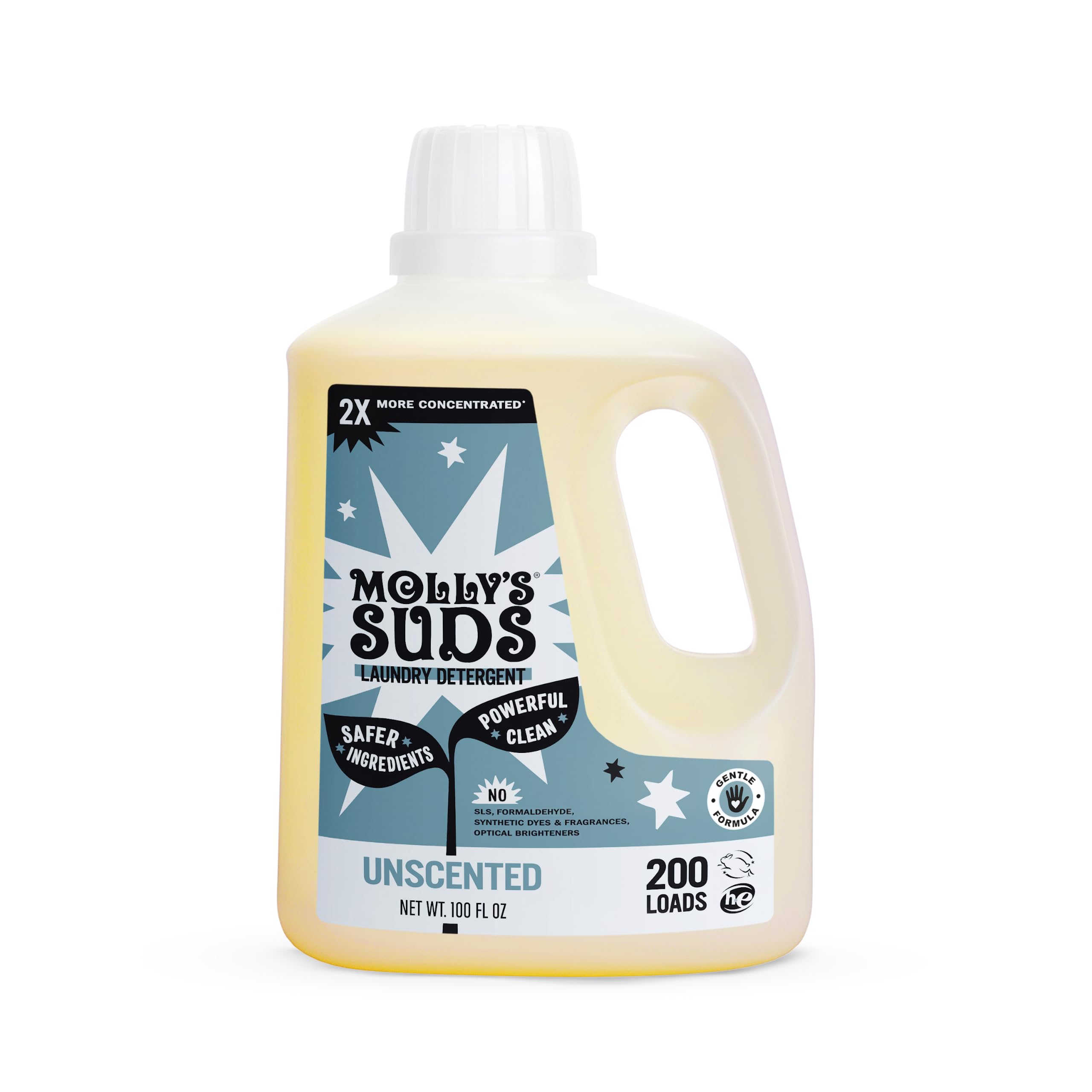 Molly's Suds Unscented Liquid Laundry Detergent for Sensitive Skin, 200 Loads