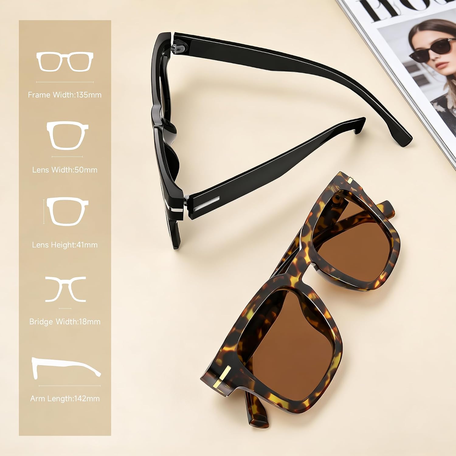 Trendy Sunglasses Womens Classic Retro Sunglasses for Women Men Fashion Driving Square Frame UV Protection