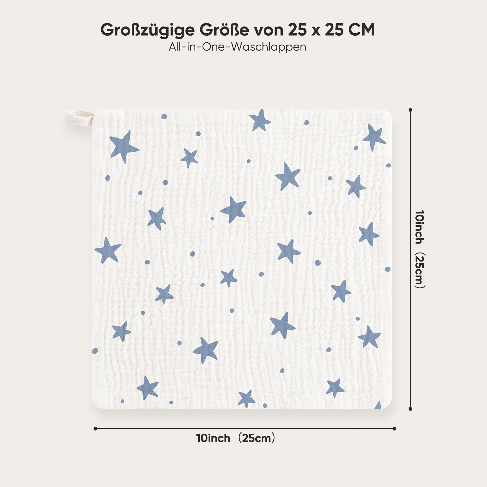 bearmoss Lot de 12 Gants de Toilette en Mousseline 100% Coton Doux, Respirants et extrêmement absorbants pour bébé - 25 x 25 cm (Bleu-Vert)
