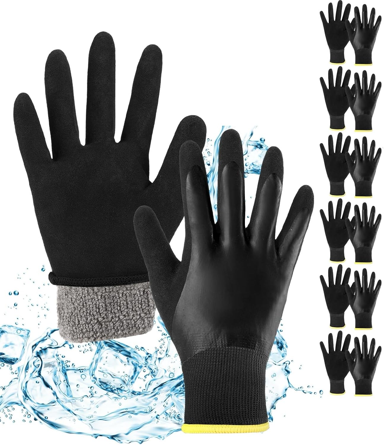 Sintuff Waterproof Work Gloves for Men Insulated Freezer Winter Work Gloves with Sandy Grip for Outdoor
