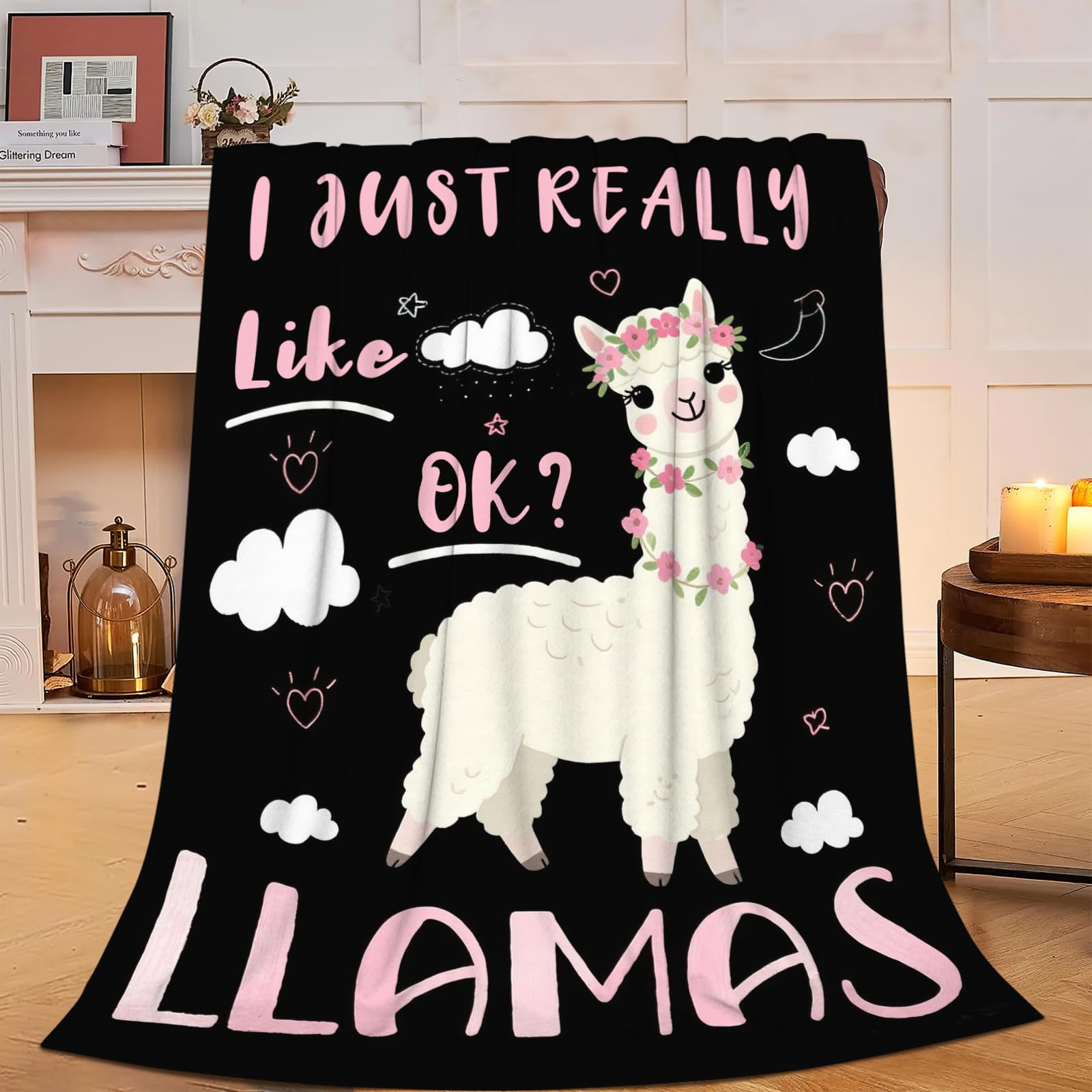 Cute Llamas Blanket, Soft Plush Fleece Animal Throw Blanket - Cozy Warm Stuffed Blankets Bedding Llamas Gifts for Women Girls Kids Adults 50"X60"