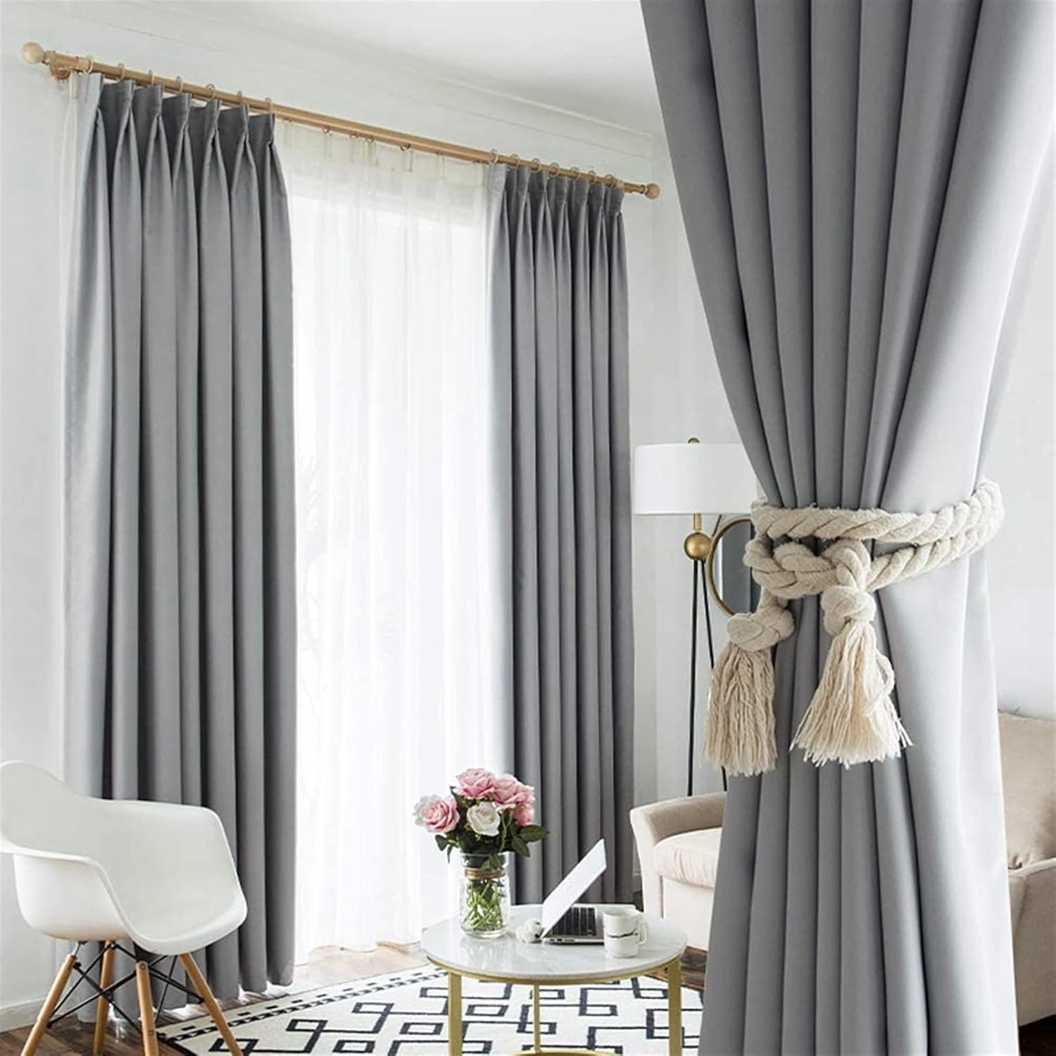 Solid Color Full Shading Curtains, Thermal Insulated Sunscreen Curtain for Living Room Bedroom Valance Privacy Drapes 1 Pc (Color : B, Size : W150*H270cm)