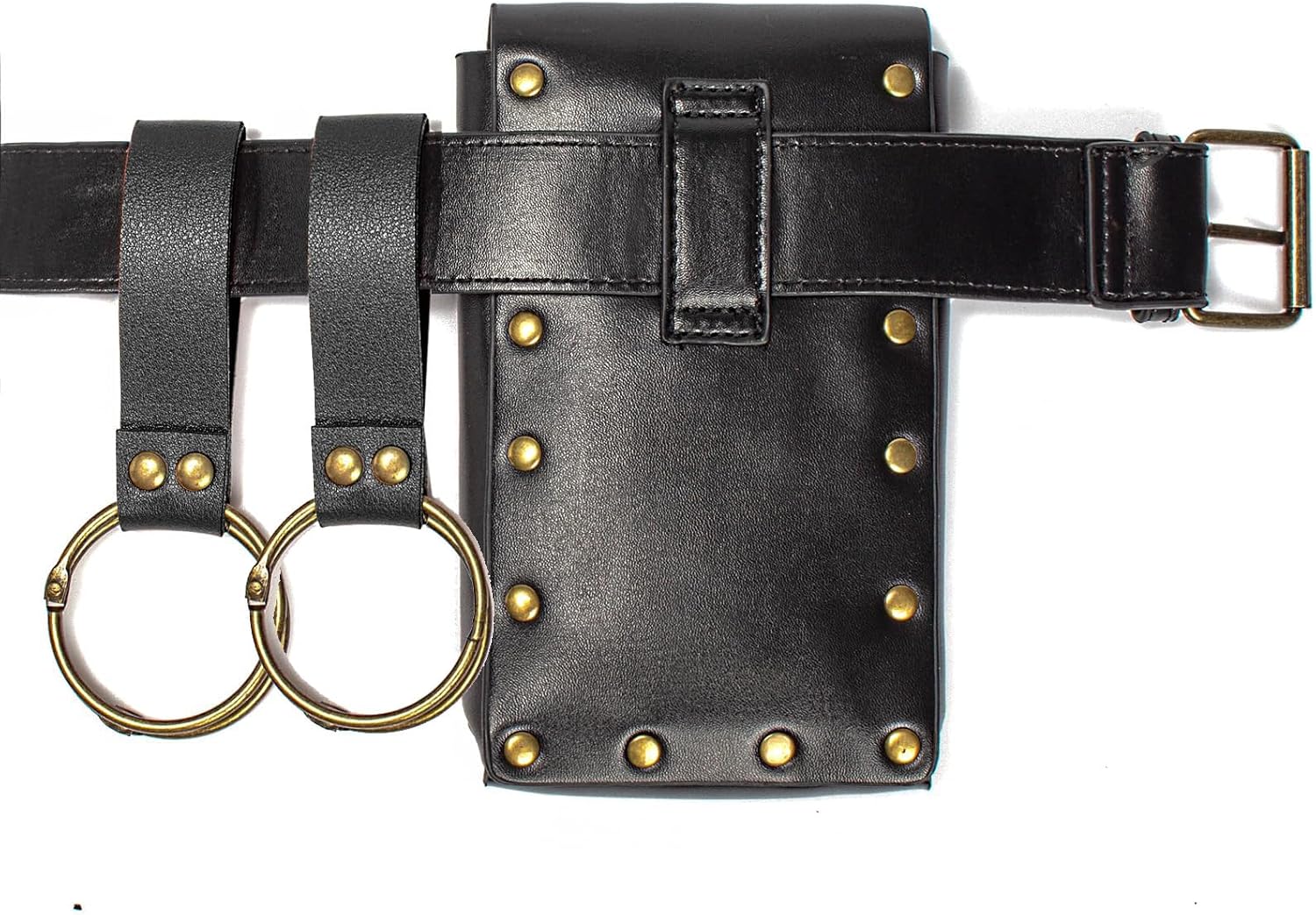 Ren Faire Costume Sets Medieval Belt Pouch Casual Fanny Pack Phone Holder Steampunk Festival Cosplay Accessory Waist Bag (1-Black)