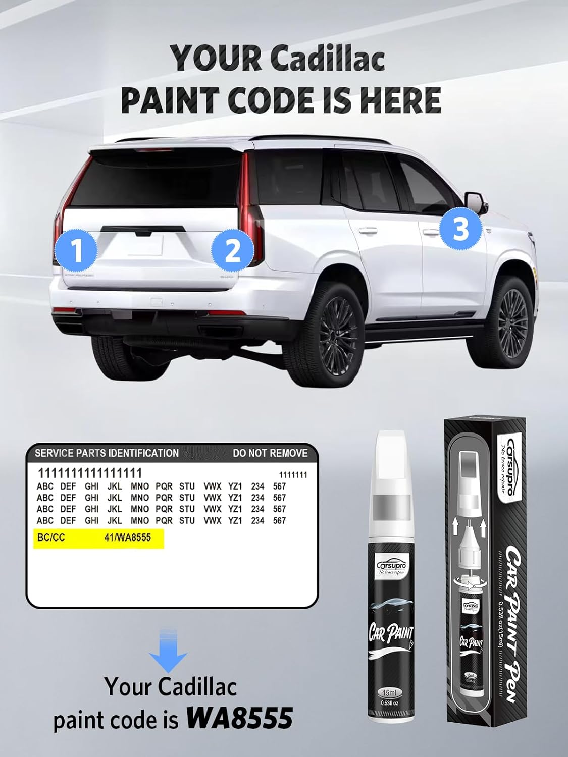 Radiant Red Tintcoat(GNT/WA170H) for Cadillac Touch Up Paint Pen, 2 in 1 Car Scratch Remover with Pen Tip and Brush, Precise Color Match for Car Paint Scratch Repair, Quickly and Easily Fix Chips and Nicks - Image 3