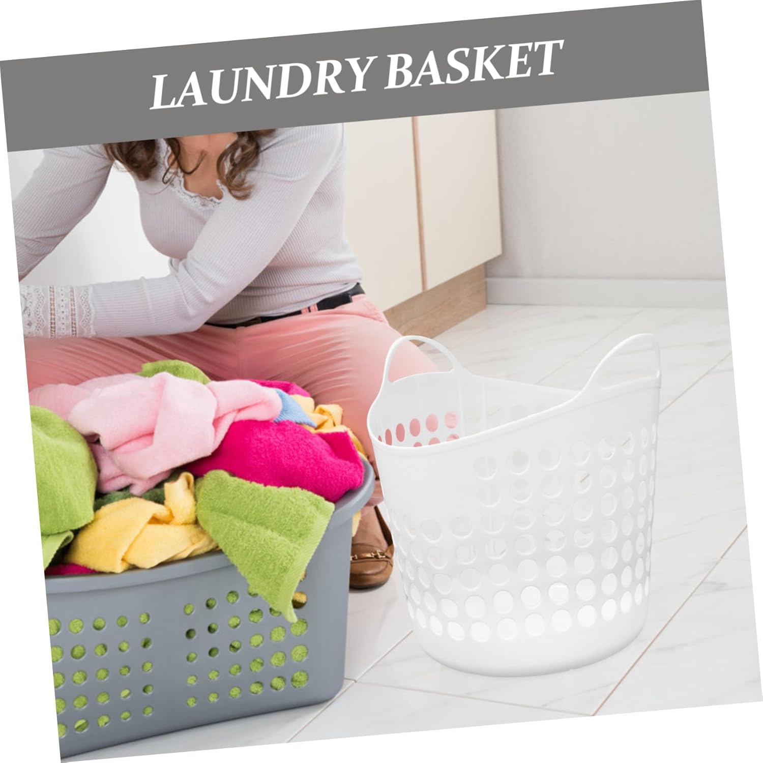 Hollow Laundry Basket with Handle Clothes Hamper for Bathroom and Bedroom Storage Breathable Design Keeps Clothes Dry Sturdy and Multi Functional Organizer