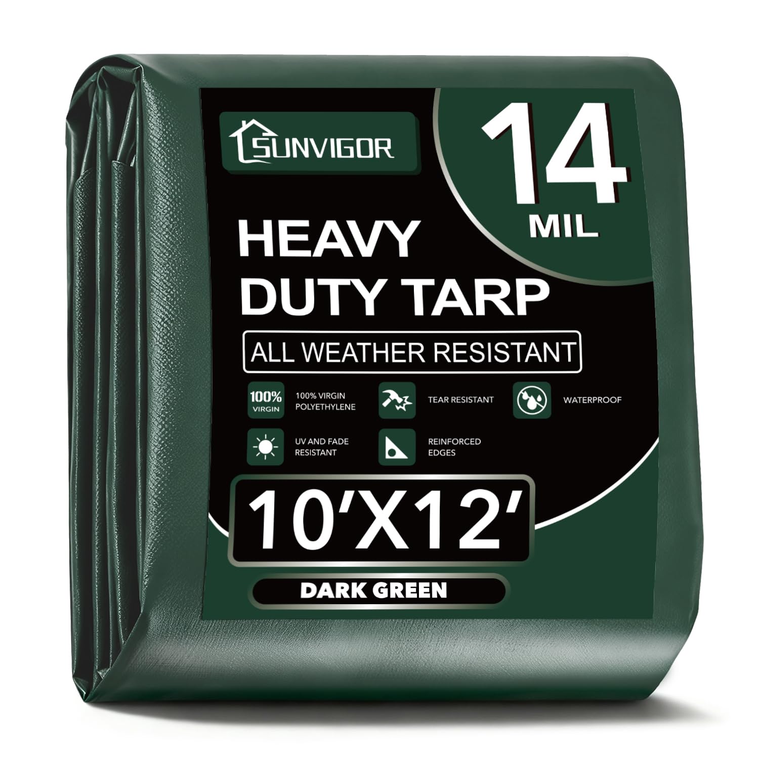 Sunvigor Tarp Waterproof 10x12Ft - tarps and tie downs | Mubboo