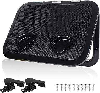 Boat Deck Access Hatch & lid 14.7x10.6in/17.3x12.4in/24x14in/20x18in,Marine Inspection Hatch Access Hatch Rectangle,Inspection Hatch Cover Deck Hatch Deck Plate Hatch for Marine Caravan RV,White/Black
