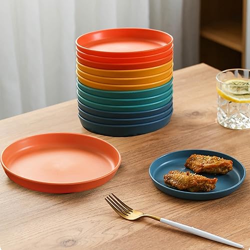 Miniatura 6 de Juego de 12 platos de paja de trigo irrompibles de 6 pulgadas, aptos para lavavajillas y microondas, perfectos para platos de cena, ensalada, pasta,