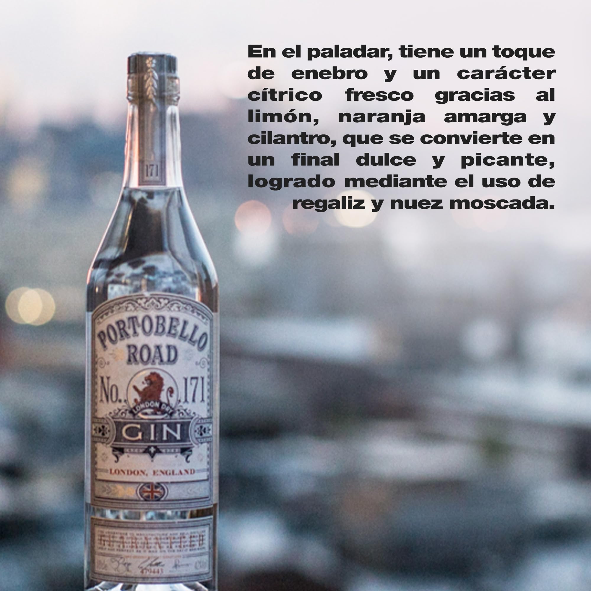 Ginebra Portobello Road No. 171 – Destilación Artesanal con 9 Botánicos – 70 ml – Ginebra Clásica con Perfil Cítrico y Especiado – 42% Vol