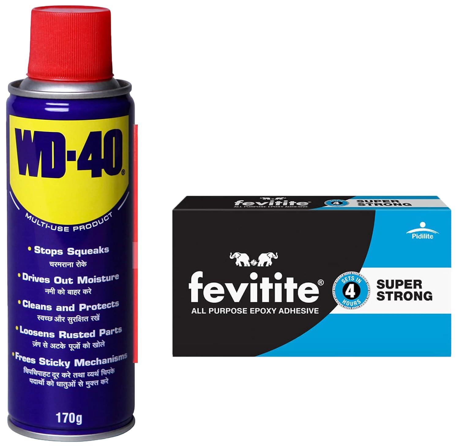 Pidilite FEVITITE Epoxy Adhesive, 450 g, (Black) + Pidilite WD40