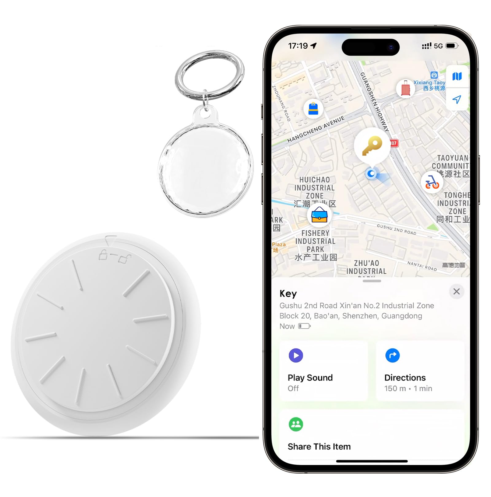 Air Tag-1 Pack,Key Tracker Item Finder Works with Apple Find My(iOS Only),Bluetooth Tracker Tag for Luggage,Key,Backpack,Super Lightweight,Come with Beautiful Keychain and Waterproof Case