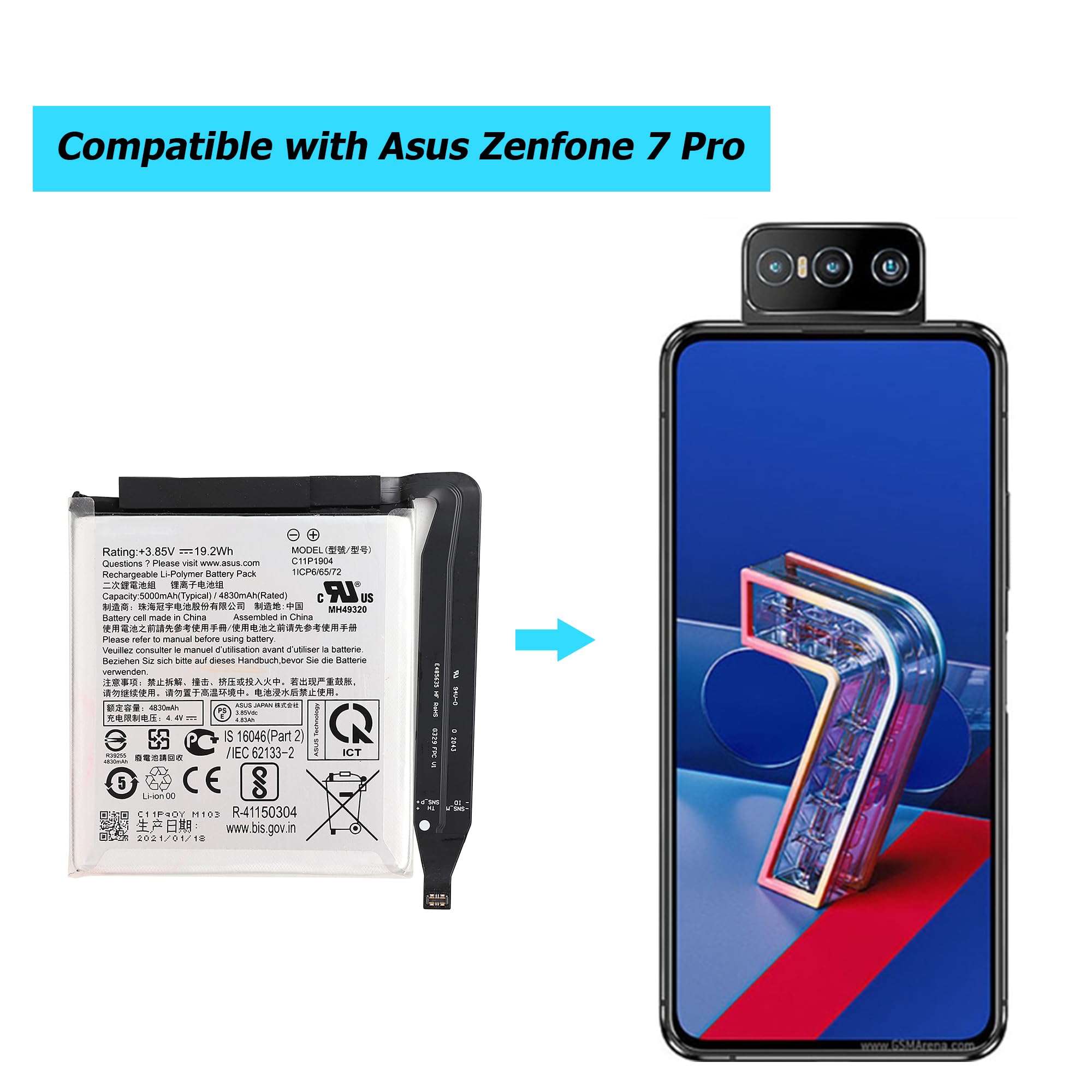Batterie Premium Pour Asus Zenfone 8 Flip – Modèle C11P1904 (neuve)