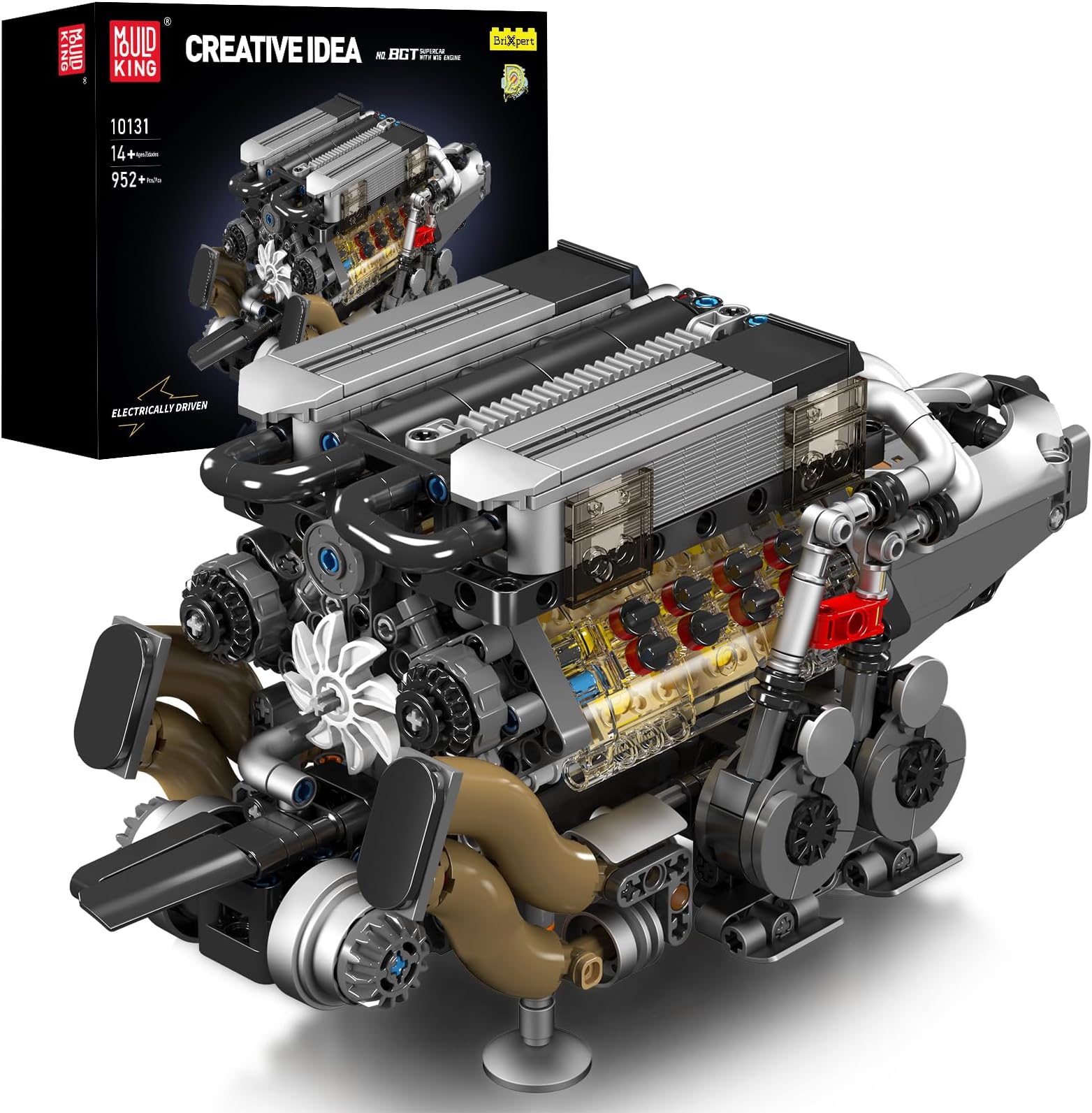 10131 W16 Engine Building Blocks Sets, V8 Model Kit That Run, Build Your Own Stem Engine, 16-Cylinder Car Engineering Toys(952+Pcs)