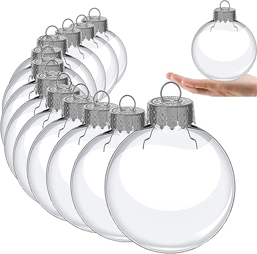 Esferas de adorno de plástico transparente de 3.15 pulgadas, bolas de Navidad, adornos rellenables de bricolaje, adornos transparentes para