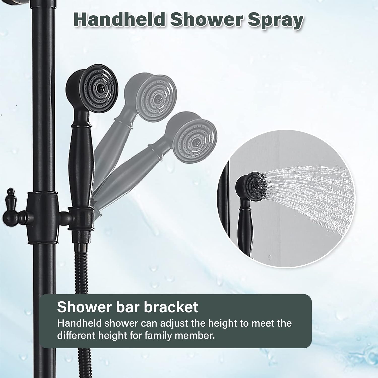 Oil Rubbed Nickel Adjustable Height Rainfall Shower System