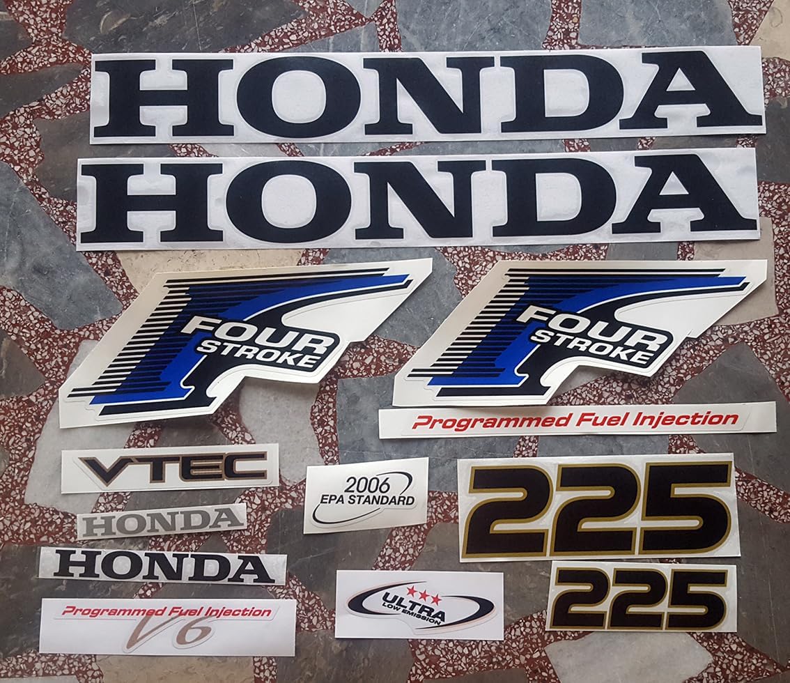 411 Decals Aftermarket Replacement for Honda 225 Four Stroke Blue Outboard Decal (Sticker) Set