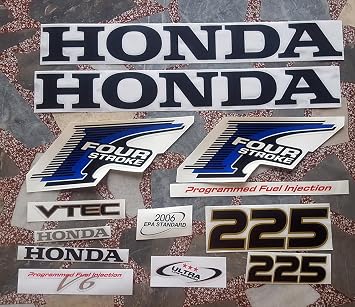 411 Decals Aftermarket Replacement for Honda 225 Four Stroke Blue Outboard Decal Sticker Set