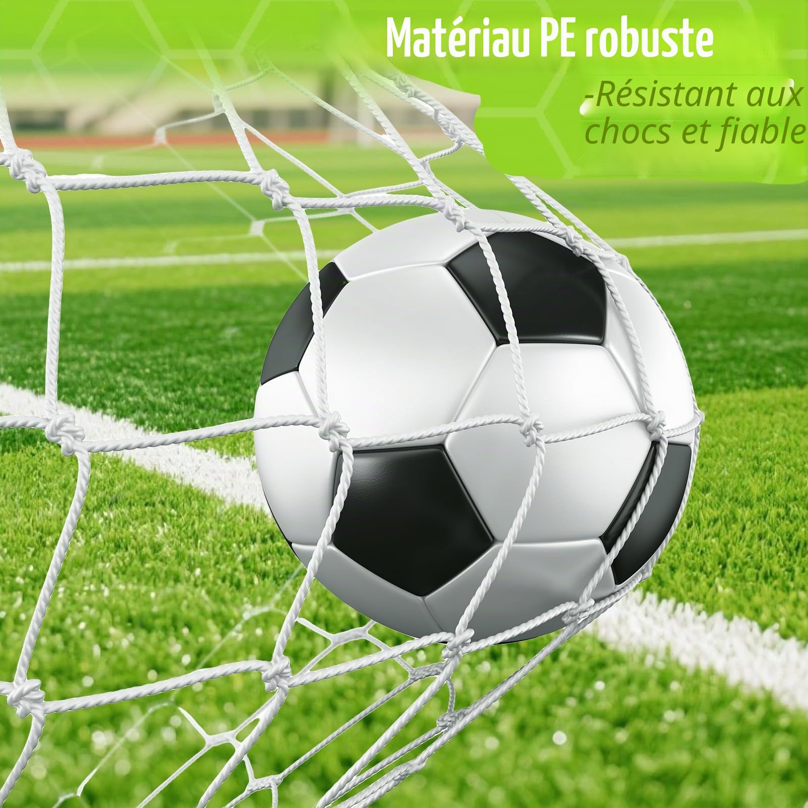 But de football 240 cm x 170 cm avec mur de tir, filet et piquets pour enfant