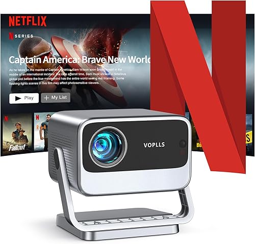 Auto Focus & Keystone Proyector inteligente VOPLLS con licencia oficial de Netflix, proyector de cine en casa con licencia oficial, WiFi 5G y