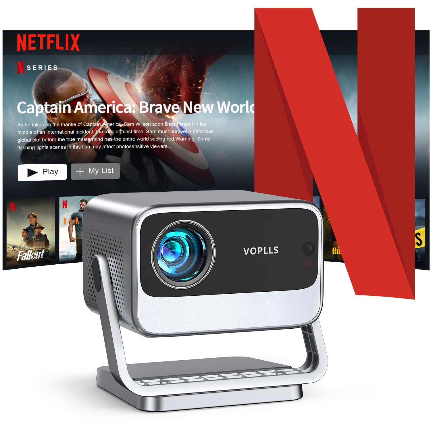 VOPLLS プロジェクター 4K 1080P Netflix公式ライセンス VOPLLS プロジェクター 4K 1080P Netflix公式ライセンス - メルカリ