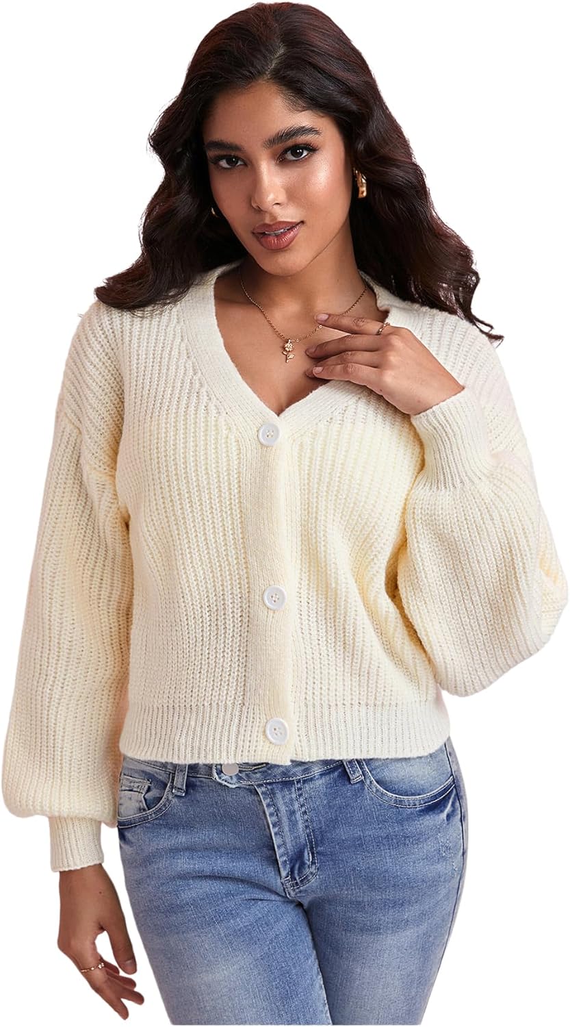 SHENHE Women's Cardigan Sweater Casual Button Down Long Sleeve V Neck Knitwear Cardigan Top - Image 5