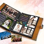 ZEEYUAN DIY Scrapbook Leather Scrap Book Photo Album 80 Pages, 8.5x11 inch Photo Album Vintage Scrapbook Travelling Journal Scrapbook (Army Green)