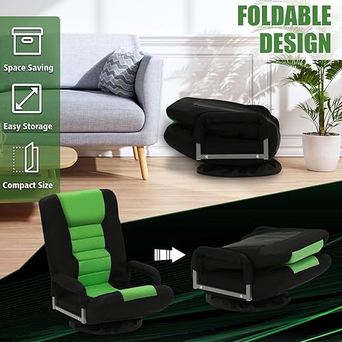 Miniatura 9 de Silla giratoria para juegos multiusos para jugar videojuegos, TV, lectura con reposabrazos soporte lumbar y respaldo de 6 posiciones ajustables para