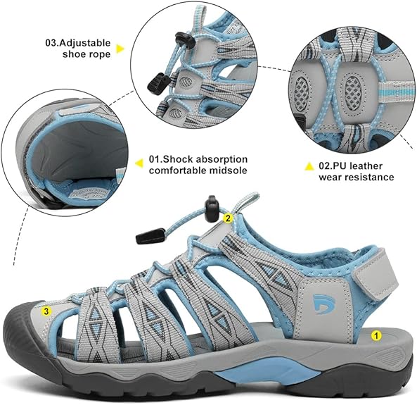 Dannto Women's Sport Hiking Sandals Closed Toe Outdoor Athleti... - 3