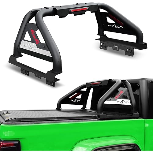 Adjustable Truck Roll Bar for Full Size Pickup Truck, Roll Bar for Truck Sport Bar Chase Rack with Brake Lights Compatible with Ford F-Series, Silverado, Sierra, Ram, Titan XD, Tundra