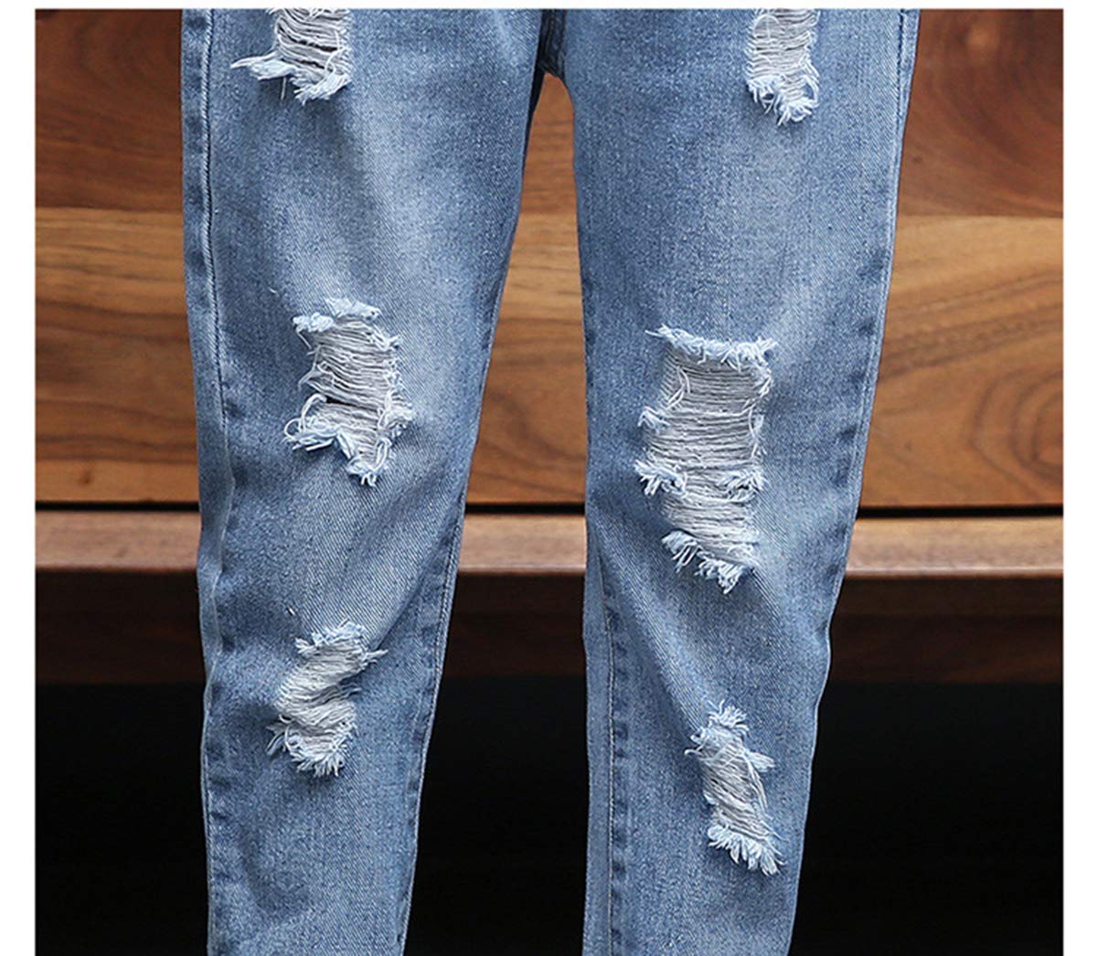 KIDSCOOL SPACE Vaqueros de Moda dañados con Agujeros Rasgados para niñas, Azul, 14-15 años
