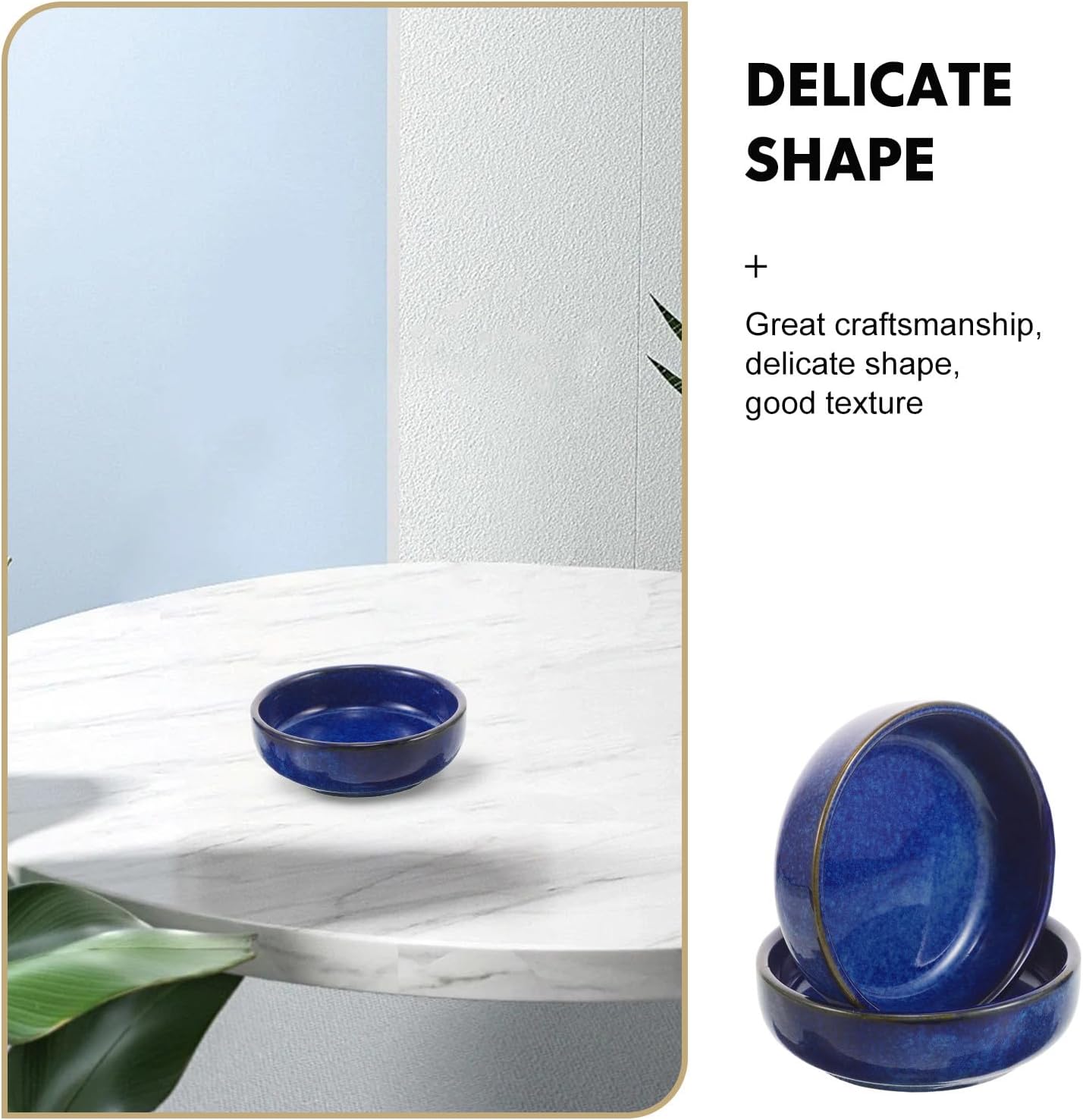 6pcs Ceramic Dip Bowls - 3 Inch Small Glazed Serving Dishes for Soy Sauce, Seasoning, Condiments - Retro Shallow Bowls Kitchenware